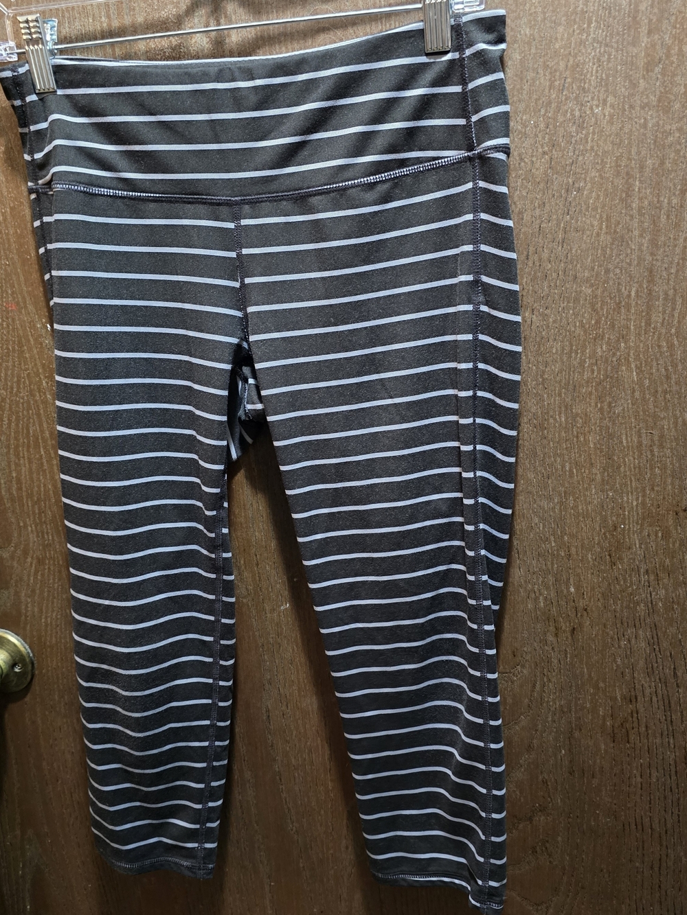 Athleta Black and White Striped Capri Leggings